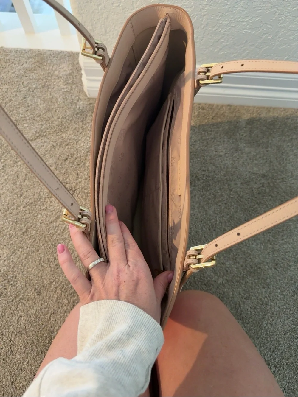 Tori Burch Everyday Structured Tote in Soft Blush